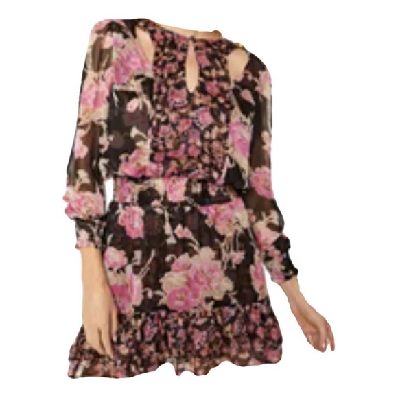 Misa Floral Pink and Black Dress